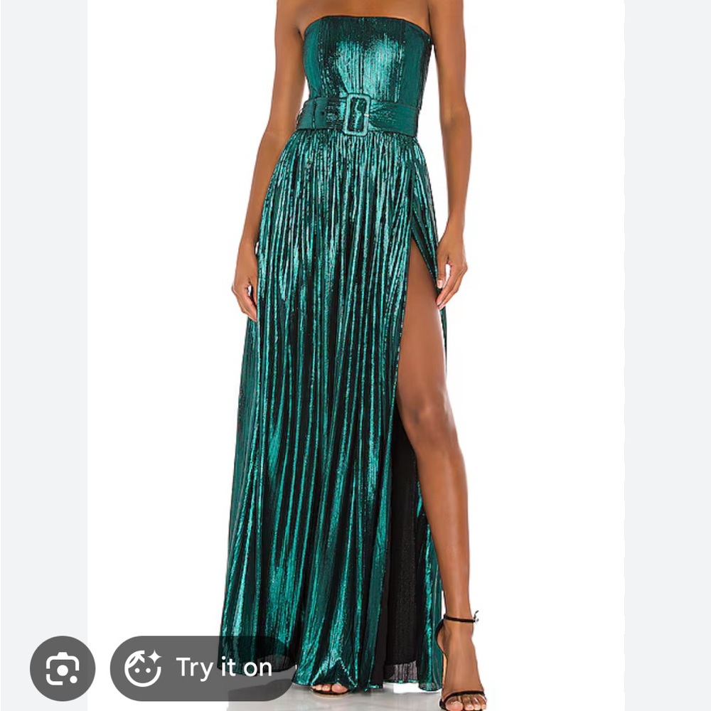 Retrofete Teal Strapless Maxi Dress